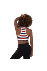 Red White & Blue Stripe Padded Sports Bra - Objet D'Art