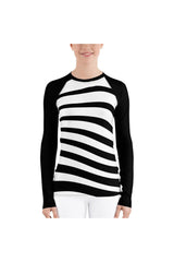 Zebra Print Women's Rash Guard - Objet D'Art