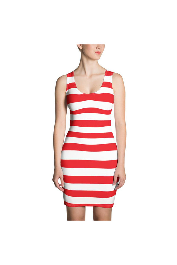 Red Striped Sublimation  Dress - Objet D'Art