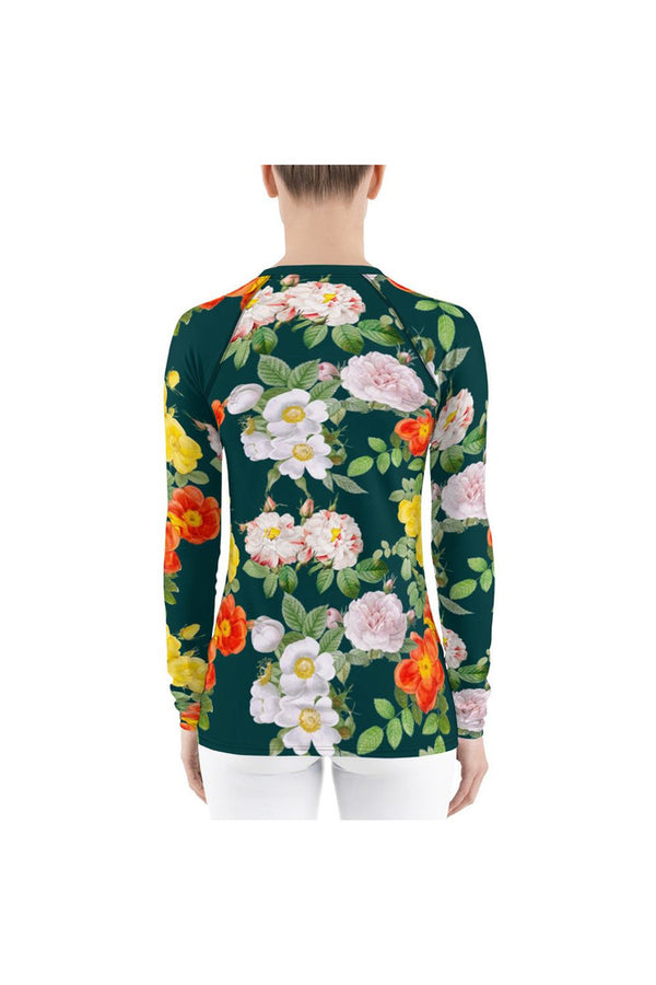 Floral Women's Rash Guard - Objet D'Art
