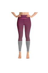 Pink & White Stripes Yoga Leggings - Objet D'Art