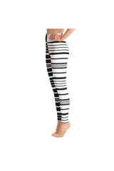 Black and White Striped United Yoga Leggings - Objet D'Art