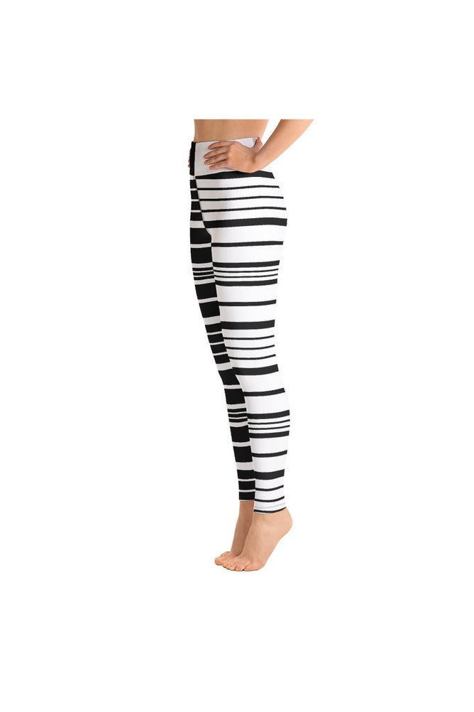Black and White Striped United Yoga Leggings - Objet D'Art