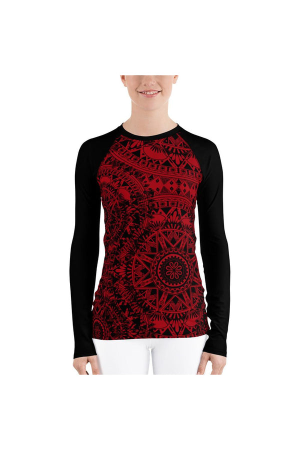 Red & Black Mandala Women's Rash Guard - Objet D'Art