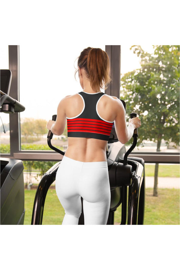 Red Stripes Padded Sports Bra - Objet D'Art