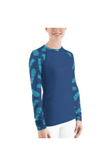 Pineapple Blue Women's Rash Guard - Objet D'Art