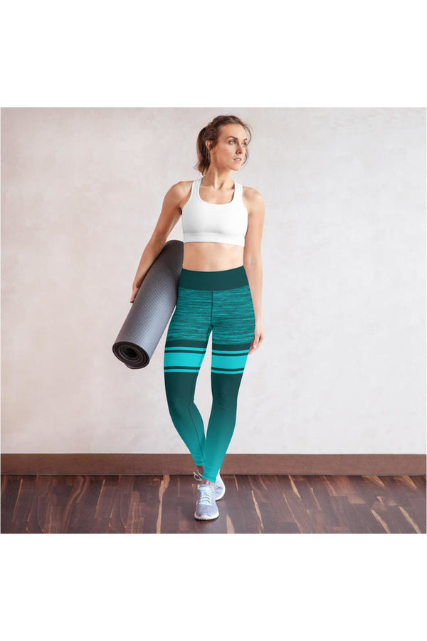 Sea Green Ombre Mid Thigh Yoga Leggings - Objet D'Art
