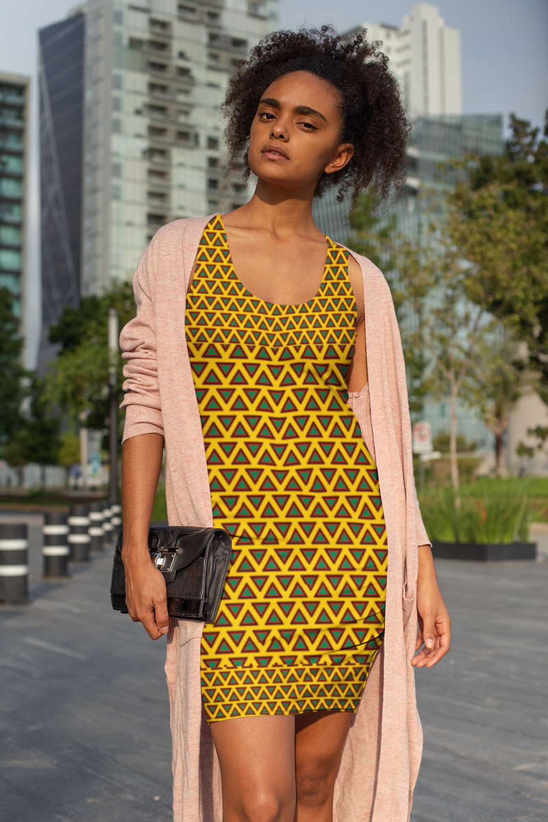 African Print Bodycon Dress - Objet D'Art