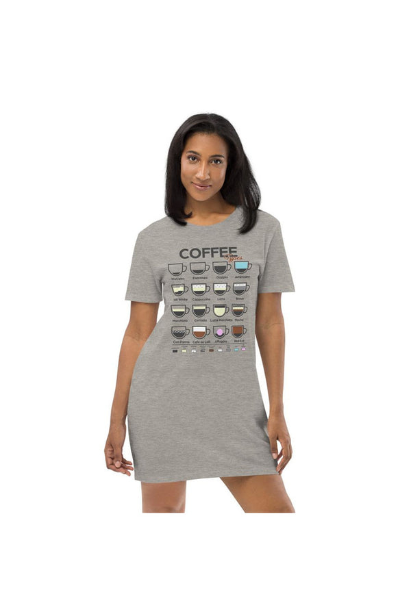 Coffee Types Organic cotton t-shirt dress - Objet D'Art