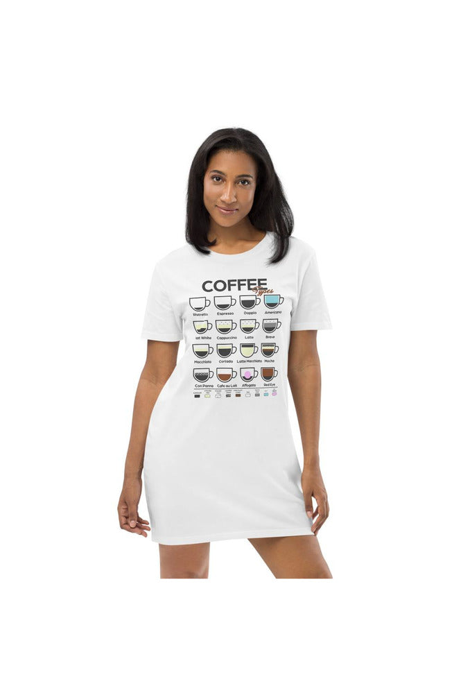 Coffee Types Organic cotton t-shirt dress - Objet D'Art