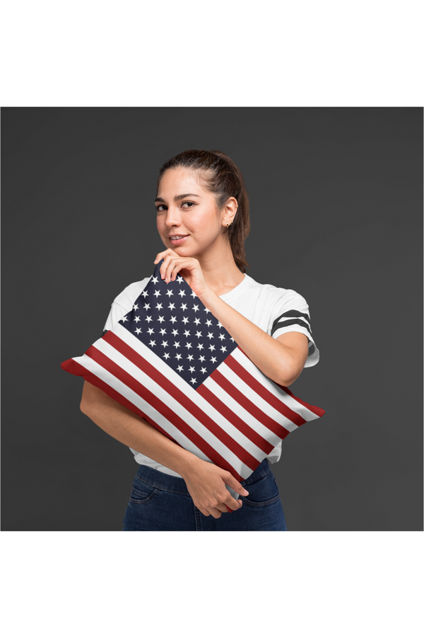 USA Flag Spun Polyester Lumbar Pillow - Objet D'Art
