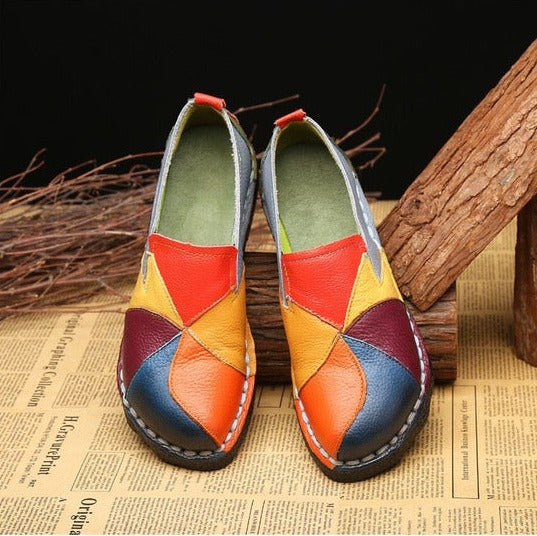Colorful Non Slip Genuine Leather Flats - Objet D'Art