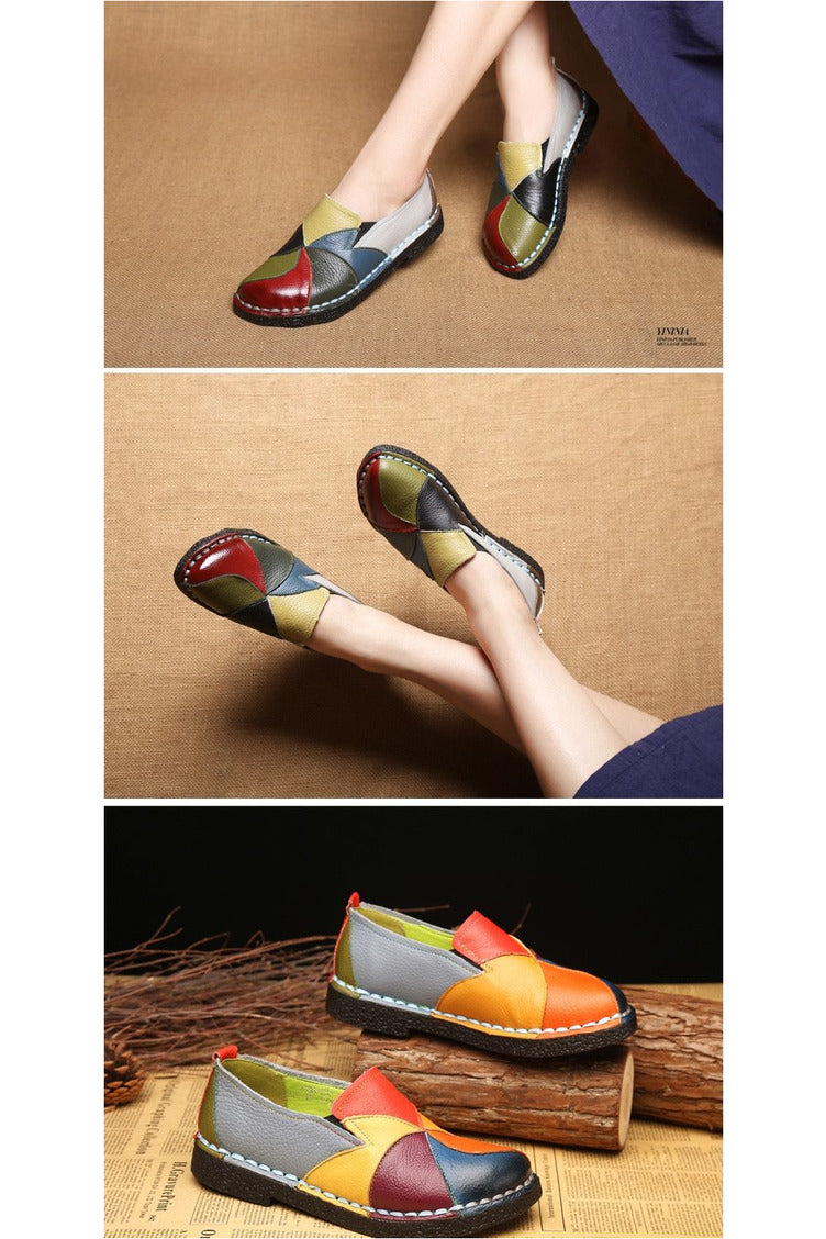 Colorful Non Slip Genuine Leather Flats - Objet D'Art