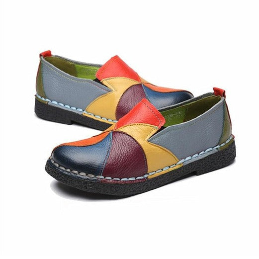 Colorful Non Slip Genuine Leather Flats - Objet D'Art