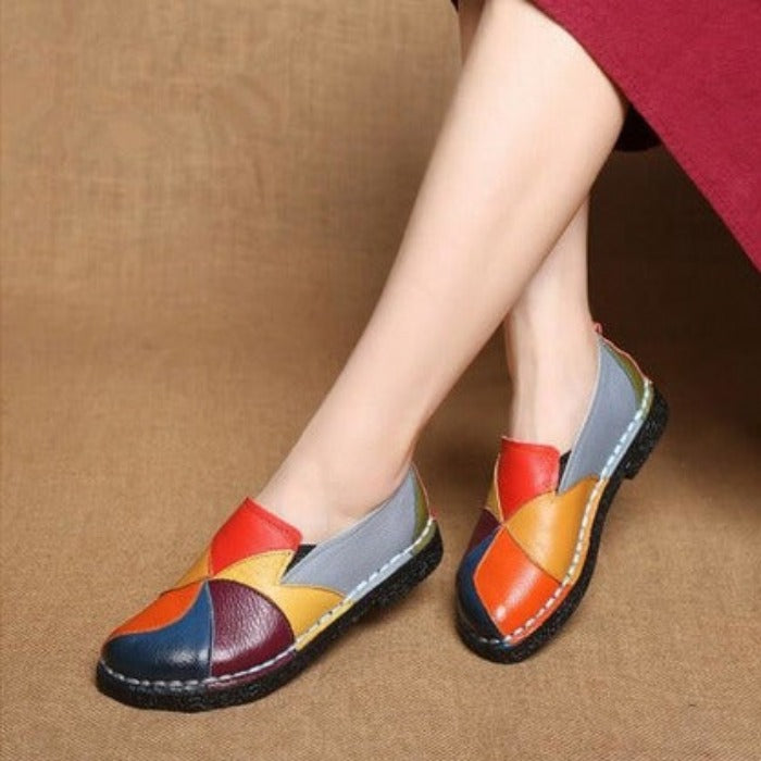 Colorful Non Slip Genuine Leather Flats - Objet D'Art