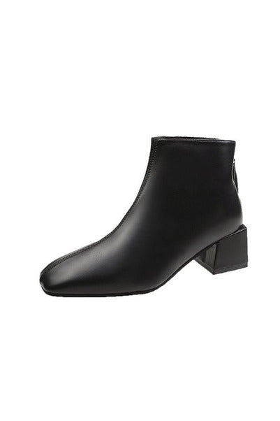 Zip-up Square Toe Ankle Boots - Objet D'Art