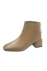 Zip-up Square Toe Ankle Boots - Objet D'Art