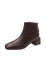 Zip-up Square Toe Ankle Boots - Objet D'Art