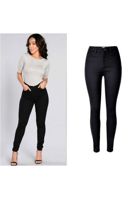 High Waist Elastic Women Jeans - Objet D'Art