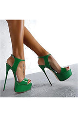 Aneikeh Hot Sales 2021 Summer Style Sexy 16cm Women Sandals High Heels Open Toe Buckles Nightclub Party Shoe Black Big Size 15 - Objet D'Art