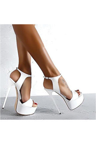 Aneikeh Hot Sales 2021 Summer Style Sexy 16cm Women Sandals High Heels Open Toe Buckles Nightclub Party Shoe Black Big Size 15 - Objet D'Art