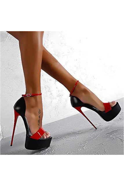 Aneikeh Hot Sales 2021 Summer Style Sexy 16cm Women Sandals High Heels Open Toe Buckles Nightclub Party Shoe Black Big Size 15 - Objet D'Art