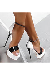 Aneikeh Hot Sales 2021 Summer Style Sexy 16cm Women Sandals High Heels Open Toe Buckles Nightclub Party Shoe Black Big Size 15 - Objet D'Art
