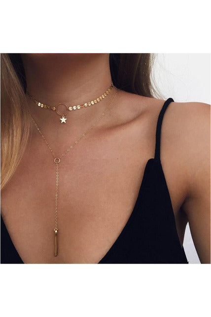 Tiny Heart Necklace for Women SHORT Chain Heart star Pendant Necklace Gift Ethnic Bohemian Choker Necklace drop shipping A64 - Objet D'Art