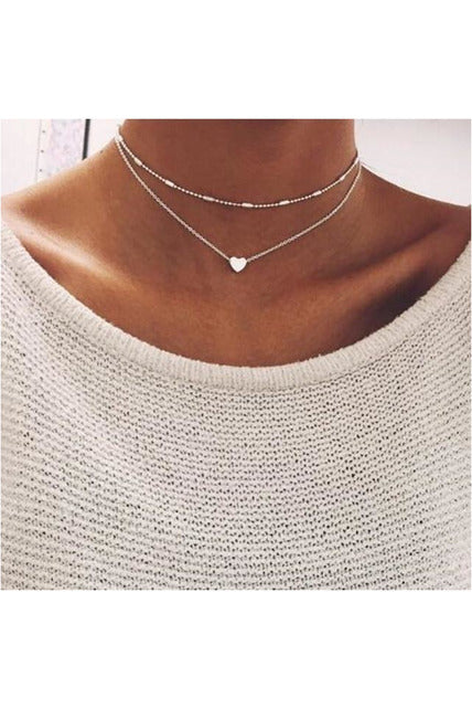 Tiny Heart Necklace for Women SHORT Chain Heart star Pendant Necklace Gift Ethnic Bohemian Choker Necklace drop shipping A64 - Objet D'Art