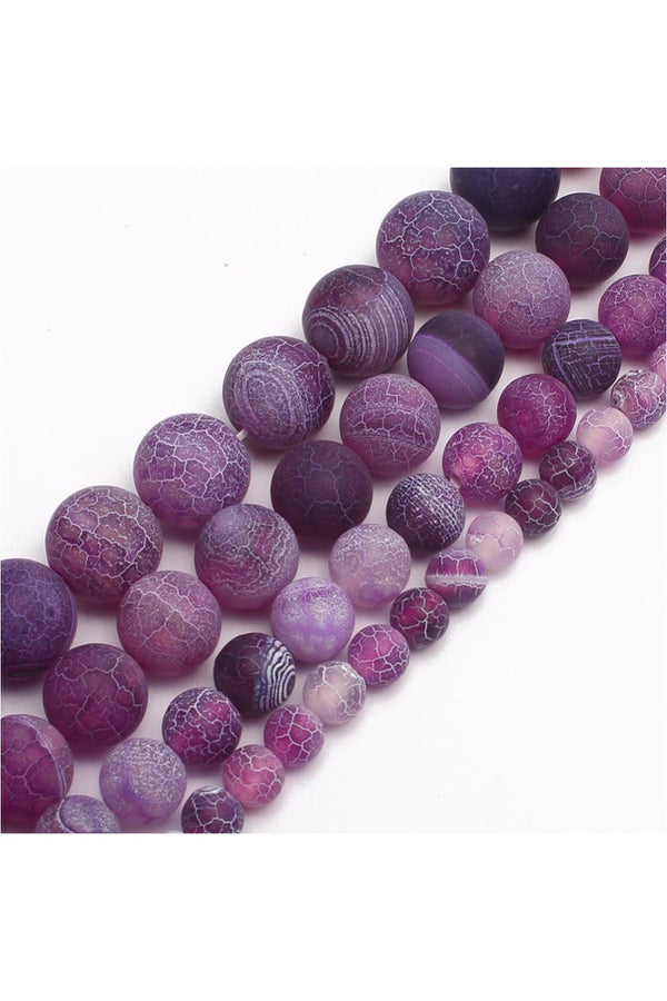 Purple Frosted Agates Onyx Round Loose Beads For Jewelry Making - Objet D'Art