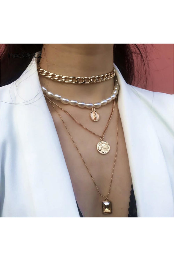 Multi Layered Pearl Choker Necklace - Objet D'Art
