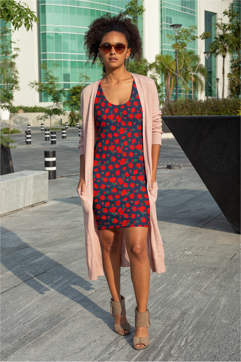 Red Floral Sublimation Cut & Sew Dress - Objet D'Art