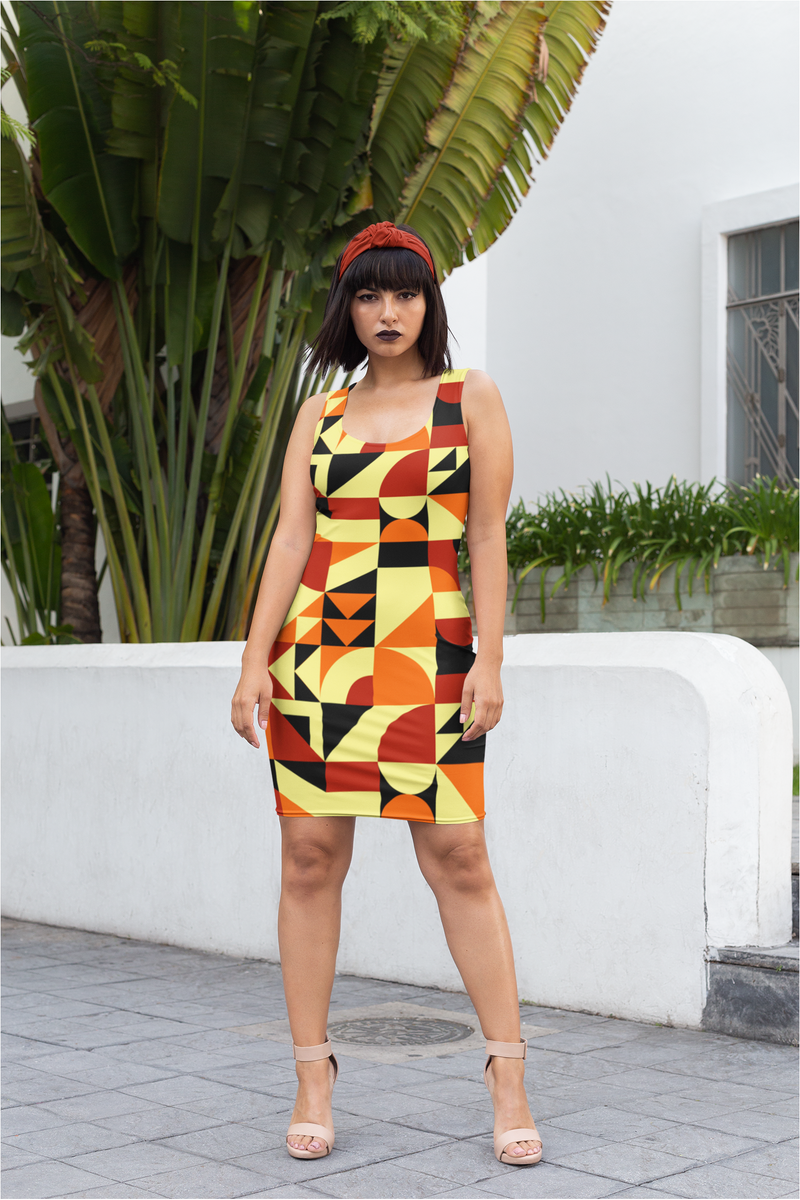 Sunset Bauhaus Sublimation Cut & Sew Dress - Objet D'Art