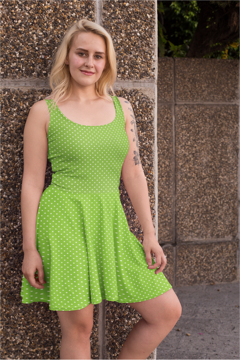 Green Polka Dash Flare Dress - Objet D'Art