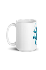 Blue Octopus White glossy mug - Objet D'Art