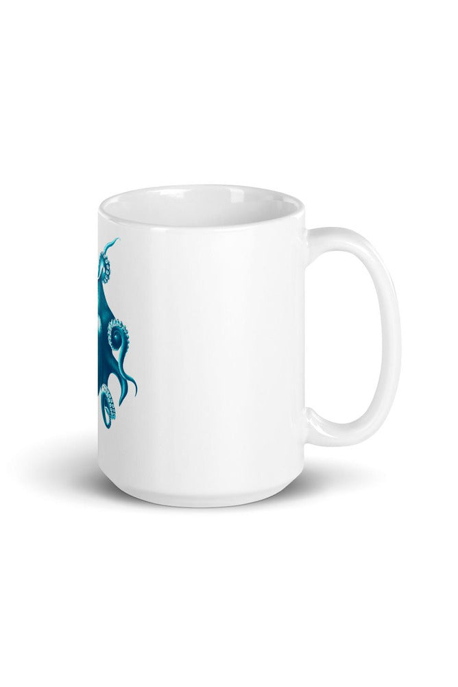 Blue Octopus White glossy mug - Objet D'Art