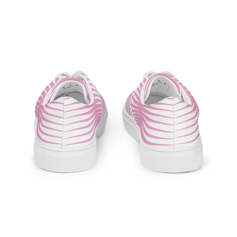Pink Wedges Women’s lace-up canvas shoes - Objet D'Art