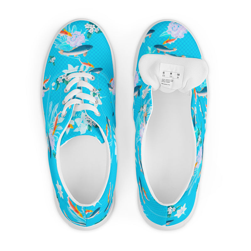 Aquatic Print Women’s lace-up canvas shoes - Objet D'Art