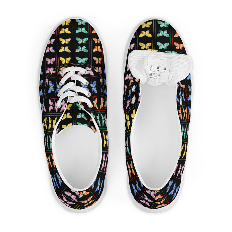 Butterfly Kaleidoscope Women’s lace-up canvas shoes - Objet D'Art