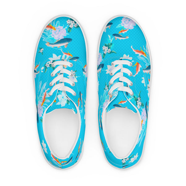 Aquatic Print Women’s lace-up canvas shoes - Objet D'Art