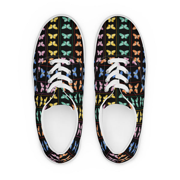 Butterfly Kaleidoscope Women’s lace-up canvas shoes - Objet D'Art