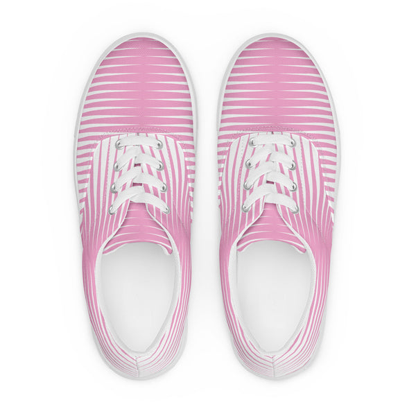 Pink Wedges Women’s lace-up canvas shoes - Objet D'Art