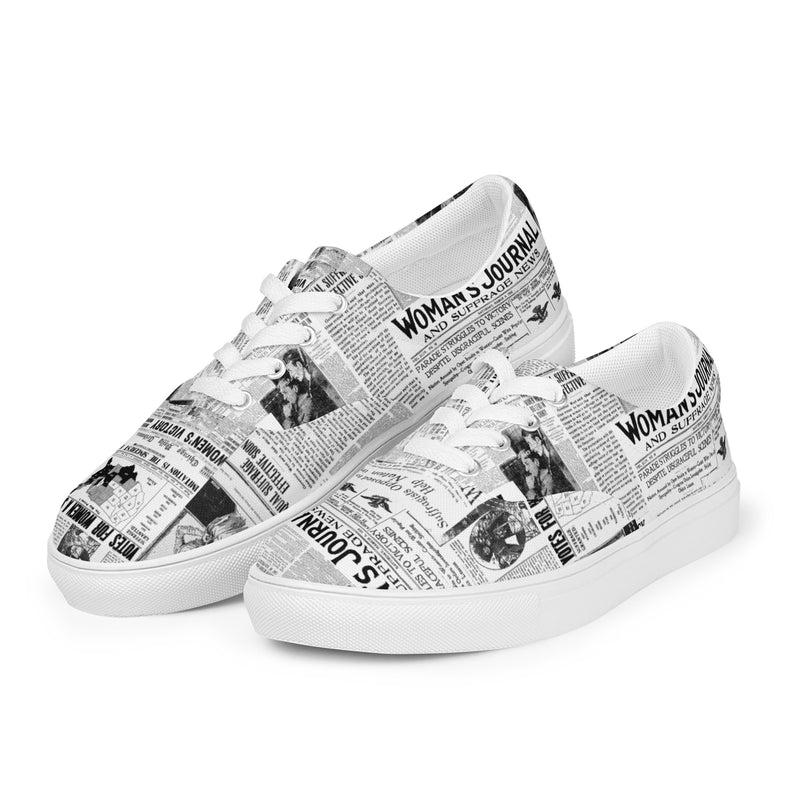 Women Suffrage Headlines Women’s lace-up canvas shoes - Objet D'Art