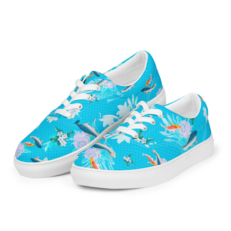 Aquatic Print Women’s lace-up canvas shoes - Objet D'Art