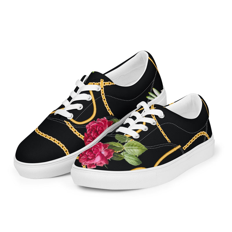 Chained Maiden Women’s lace-up canvas shoes - Objet D'Art