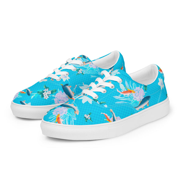 Aquatic Print Women’s lace-up canvas shoes - Objet D'Art