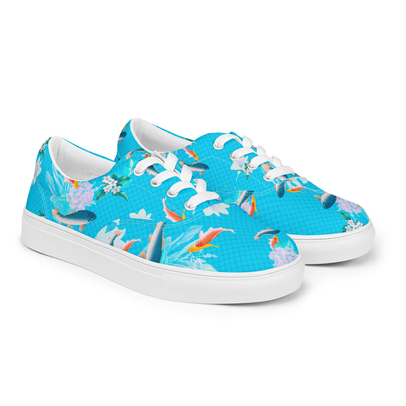 Aquatic Print Women’s lace-up canvas shoes - Objet D'Art