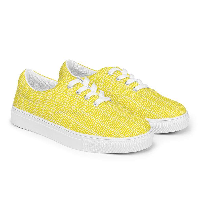 Greek Key Sunshine Women’s lace-up canvas shoes - Objet D'Art