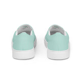 Mint & Steel Blue Striped Women’s slip-on canvas shoes - Objet D'Art