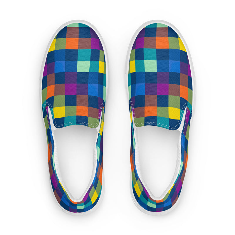 Festive Pixels Women’s slip-on canvas shoes - Objet D'Art